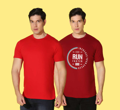 WOOSTRO Solid Men Round Neck Multicolor T-Shirt