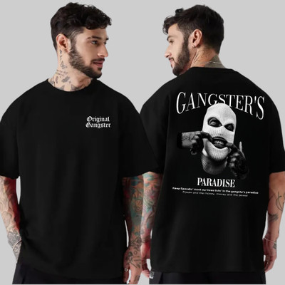 LYNX CLUB Graphic Print, Typography Men Crew Neck Black T-Shirt