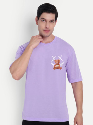 SCOTT FINCHER Printed Men Round Neck Purple T-Shirt