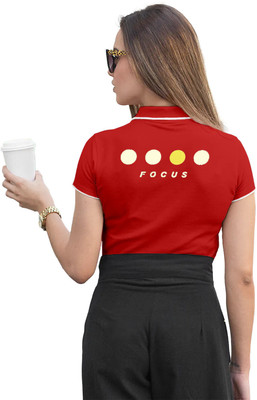 Fighterhero Printed Women Polo Neck Red T-Shirt