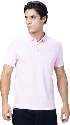 BEING HUMAN Solid Men Polo Neck Pink T-Shirt