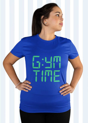 Clori Solid Women Round Neck Blue T-Shirt