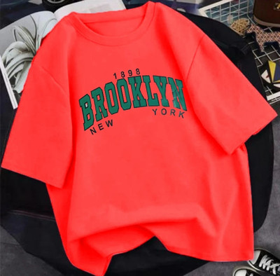 HouseOfCommon Graphic Print Women Round Neck Red T-Shirt