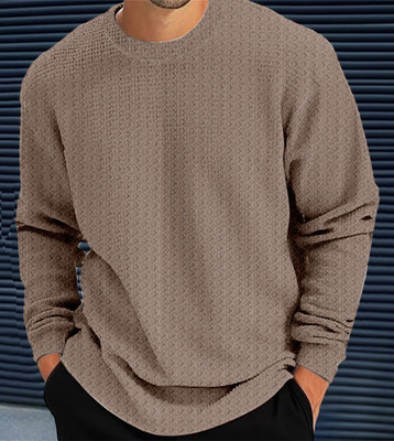 Force Solid Men Round Neck Brown T-Shirt