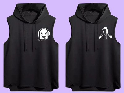 Zxomillo Printed Men Hooded Neck Black T-Shirt