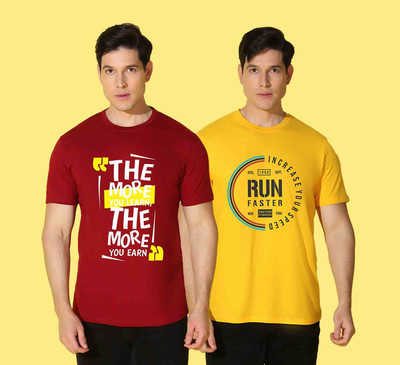 WOOSTRO Printed Men Round Neck Multicolor T-Shirt