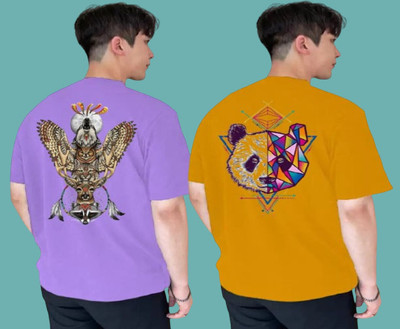 Clothy Trend Printed Men Round Neck Multicolor T-Shirt