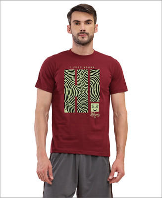 TT Printed Men Round Neck Maroon T-Shirt