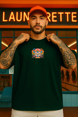 CULISH Printed, Graphic Print Men Round Neck Green T-Shirt