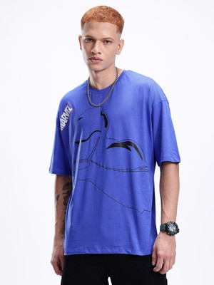 Kook N Keech Marvel Graphic Print Men Round Neck Blue T-Shirt