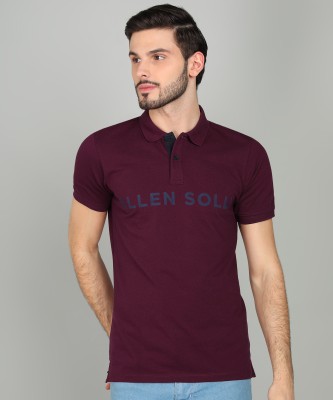 Allen Solly Printed Men Polo Neck Maroon T-Shirt