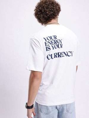 Glitchez Printed Men Round Neck White T-Shirt