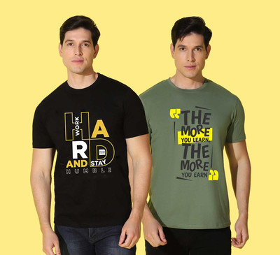 WOOSTRO Printed Men Round Neck Multicolor T-Shirt