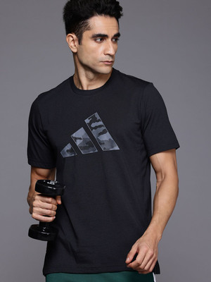 ADIDAS Solid Men Crew Neck Black T-Shirt