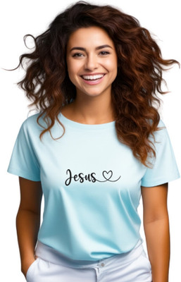 The Witty Curls Solid Women Round Neck Blue T-Shirt