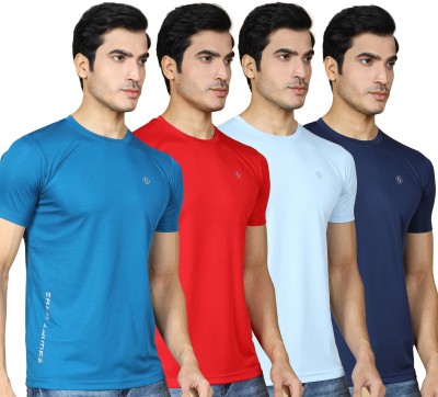 SUPERSQUAD Solid Men Round Neck Red, Dark Blue, Navy Blue, Light Blue T-Shirt