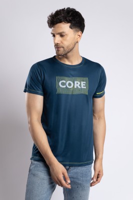 sportane Printed, Typography Men Round Neck Blue T-Shirt