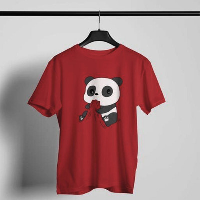 SAHAL Printed Men Round Neck Maroon T-Shirt