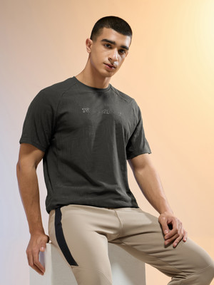 TECHNOSPORT Solid Men Round Neck Dark Green T-Shirt