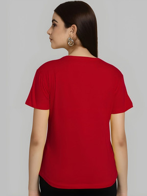 Moda Rapido Graphic Print Women Round Neck Red T-Shirt