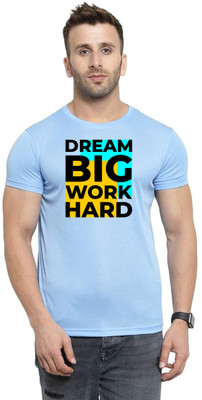 LV CARE Printed Men Round Neck Blue T-Shirt