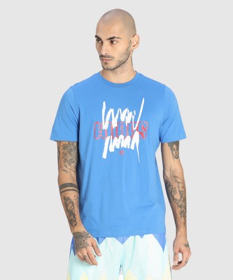 PUMA Printed Men Round Neck Blue T-Shirt