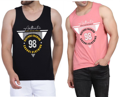 Restore Printed Men Scoop Neck Black, Pink, Multicolor T-Shirt
