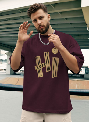 BLIVE Printed Men Round Neck Purple T-Shirt