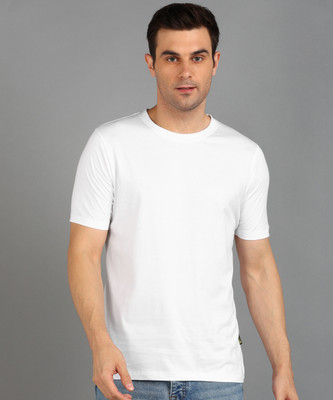 KAEZRI Solid Men Round Neck White T-Shirt