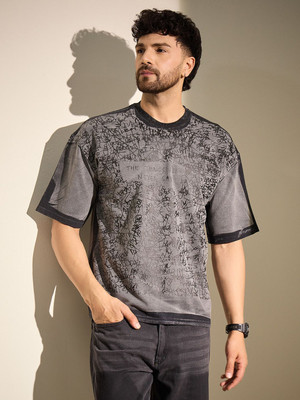FUGAZEE Tie & Dye Men Round Neck Black T-Shirt