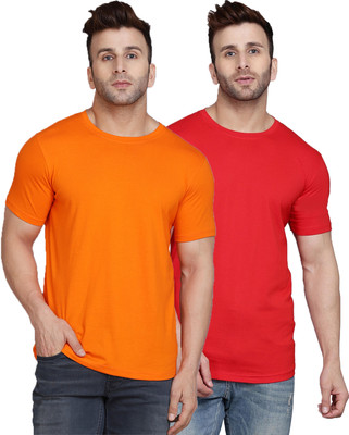 SLOWLORIS Solid Men Round Neck Multicolor T-Shirt