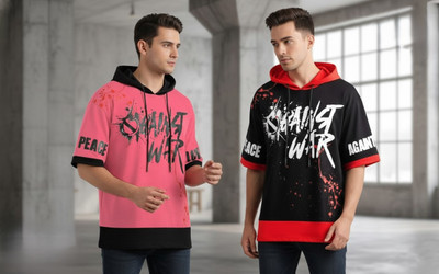 cnw Printed Men Hooded Neck Multicolor T-Shirt