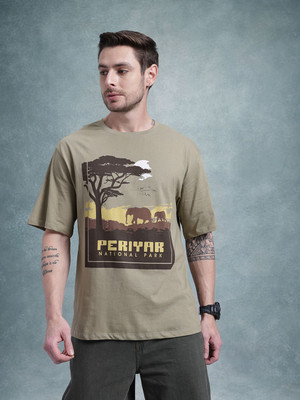 Roadster Printed Men Round Neck Multicolor T-Shirt