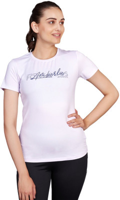 Laasa Sports Typography Women Round Neck Purple T-Shirt