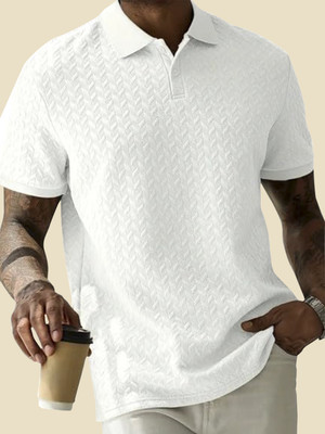 The Modern Soul Solid Men Polo Neck White T-Shirt