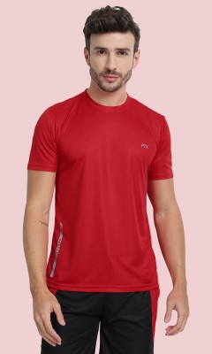 FTX Solid Men Round Neck Red T-Shirt