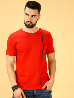 Estilocus Solid Men Round Neck Red T-Shirt