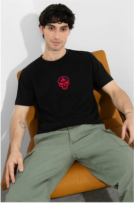 RIVONN Graphic Print Men Round Neck Black T-Shirt
