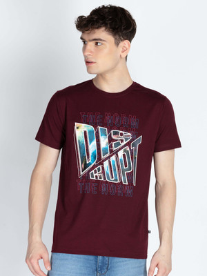 Status Quo Printed Men Round Neck Purple T-Shirt