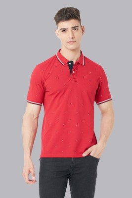 VAN HEUSEN Printed Men Polo Neck Red T-Shirt