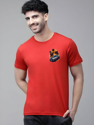SZN Graphic Print Men Round Neck Red T-Shirt