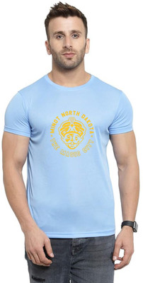 LV CARE Printed Men Round Neck Blue T-Shirt