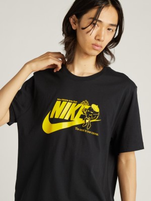 NIKE Printed, Typography Women Round Neck Black T-Shirt