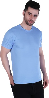 Solid Men Blue T-Shirt