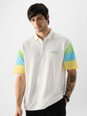 The Souled Store Solid Men Polo Neck Multicolor T-Shirt