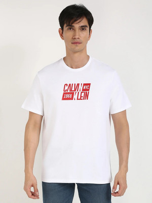 Calvin Klein Jeans Printed Men Round Neck White T-Shirt