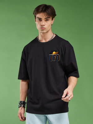 Smartees Printed Men Round Neck Black T-Shirt