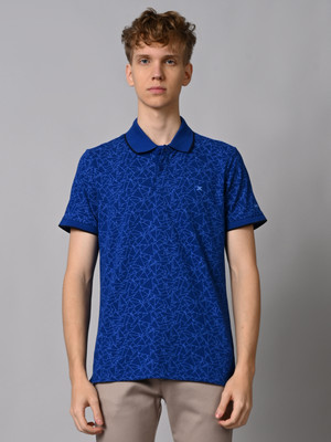 KILLER Printed Men Polo Neck Blue T-Shirt