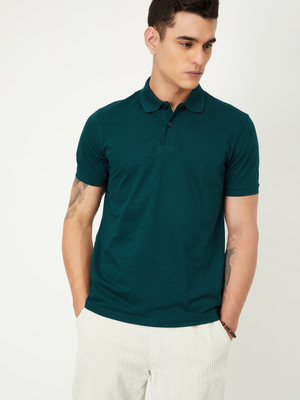 MAX Solid Men Round Neck Green T-Shirt