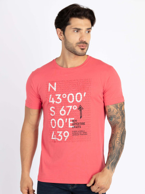 Status Quo Printed, Typography Men Round Neck Pink T-Shirt